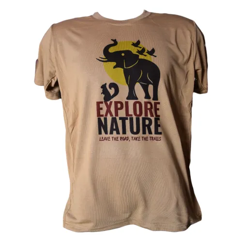Explore Nature Beige Polyester Wildlife T-shirt